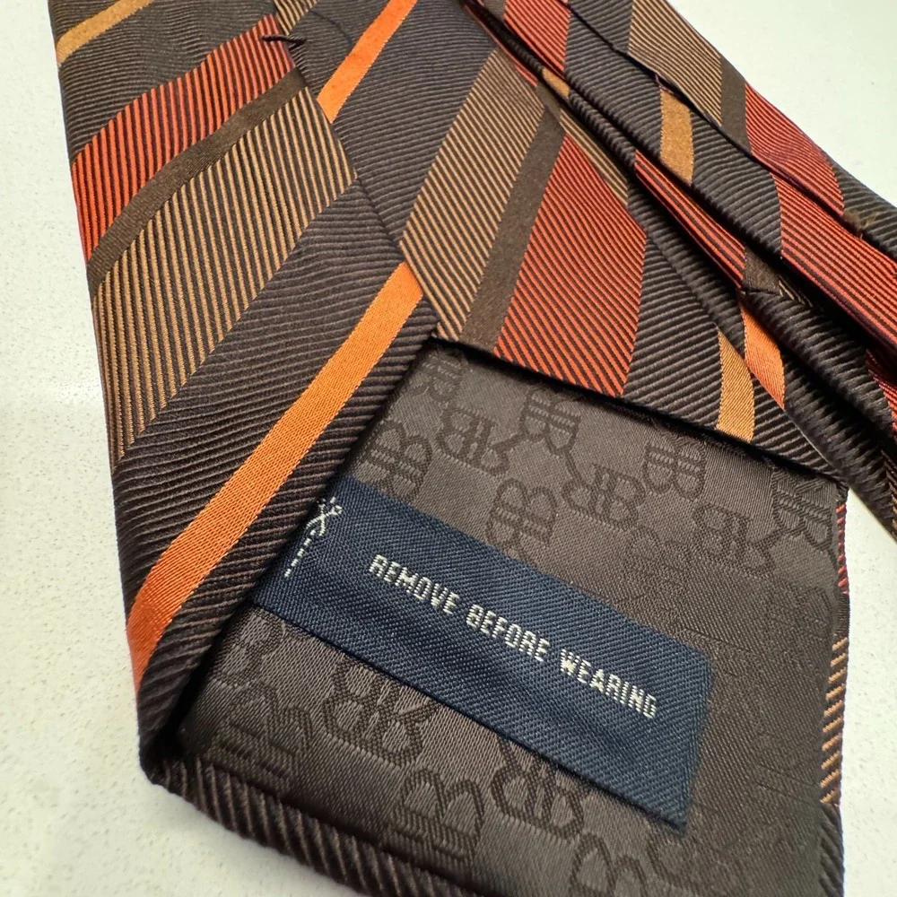 Banana Republic Tie Brown Red‎ Stripe Repp Necktie Old Money USA Made 100% Silk